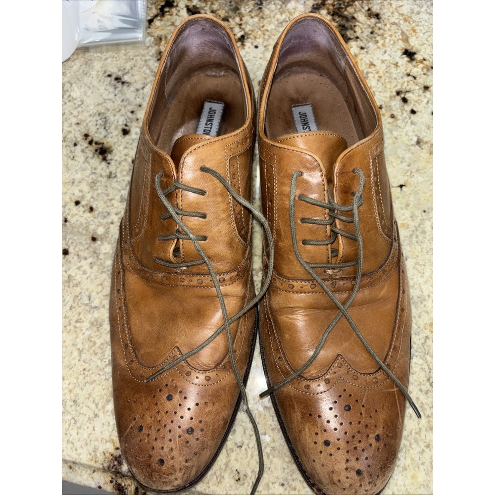 Johnston & Murphy Shoes Tyndall Wingtip Oxford Shoe Brown Leather Men's 12 M